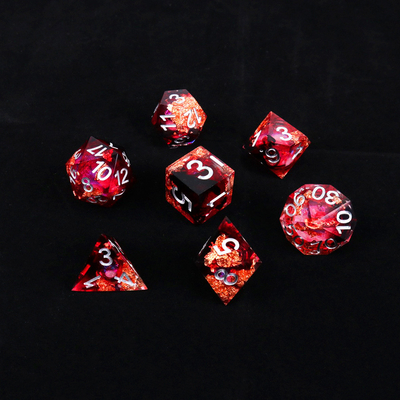 Juego de escritorio multifacético de resina natural de papel rojo y oro Dice Border Gate