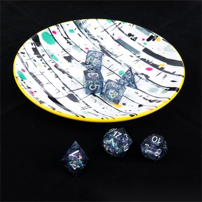Resina líquida azul-gris brillante natural multi-cara juego de dados dragón y mazmorra dnd dados