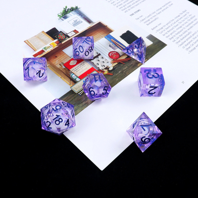Violeta arena de flujo blanco número de cielo resina multifacético juego de dados suite dragón y ciudad mazmorra dnd dados