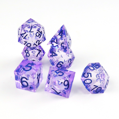 Violeta arena de flujo blanco número de cielo resina multifacético juego de dados suite dragón y ciudad mazmorra dnd dados