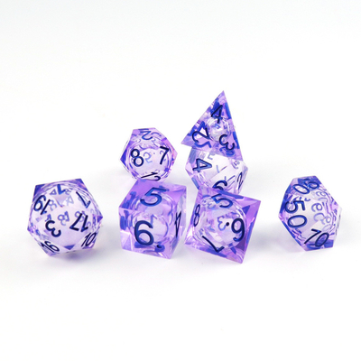 Violeta arena de flujo blanco número de cielo resina multifacético juego de dados suite dragón y ciudad mazmorra dnd dados