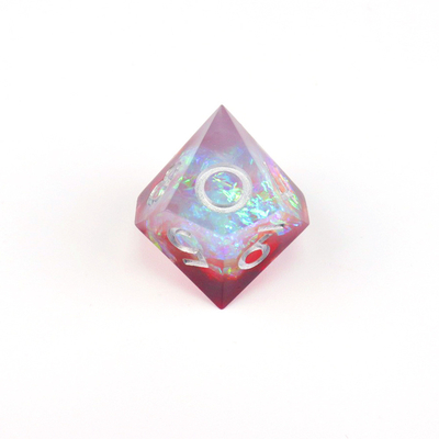 Blanco más rojo mineral de resina juego de escritorio juego de dados conjunto dnd dados