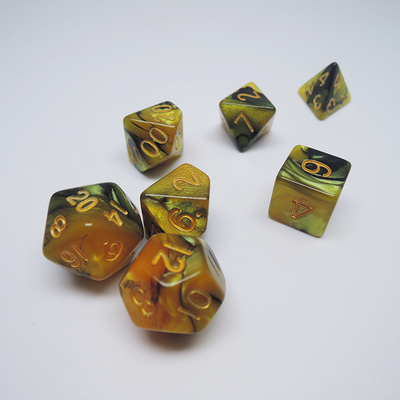 Juego de dados de escritorio de RPG de Resina de Mármol Amarillo y Negro