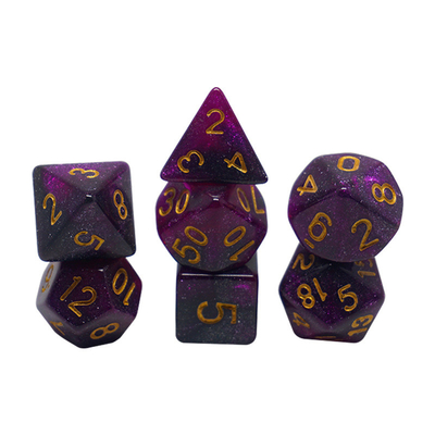Rojo, púrpura y negro tres colores resina juego de dados dragón y mazmorra dnd dados