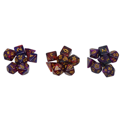Rojo, púrpura y negro tres colores resina juego de dados dragón y mazmorra dnd dados