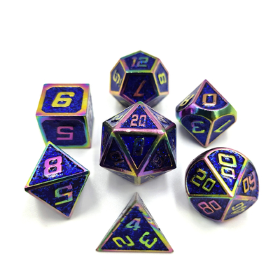 Flash Powder Metal Multiface Role Juego de dados Conjunto de caracteres azules