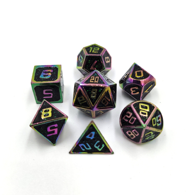 Flash Powder Metal Multiface Role Juego de dados Conjunto de caracteres azules