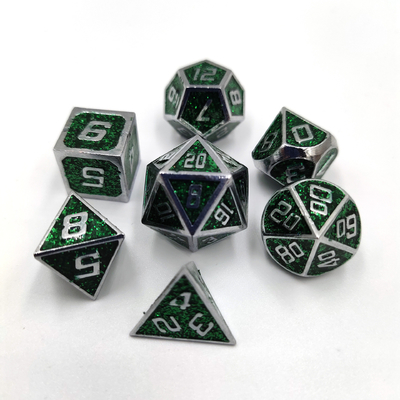 Flash Powder Metal Multiface Role Juego de dados Conjunto de caracteres azules