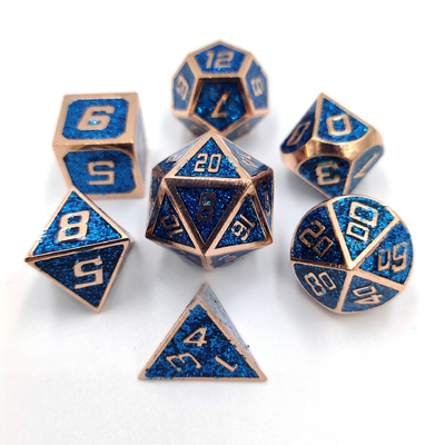 Flash Powder Metal Multiface Role Juego de dados Conjunto de caracteres azules