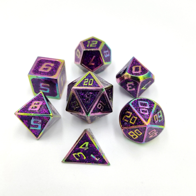 Flash Powder Metal Multiface Role Juego de dados Conjunto de caracteres azules