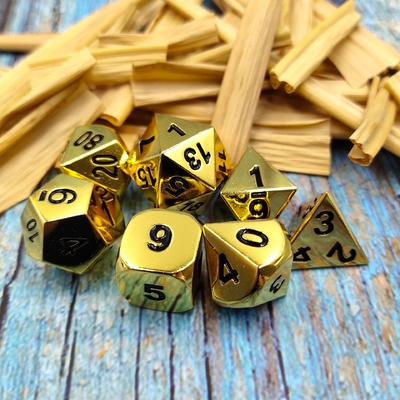 Champaña Oro Color Metal Políedro juego de dados de escritorio juego de dados