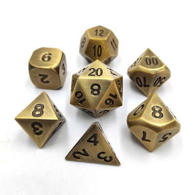 Champaña Oro Color Metal Políedro juego de dados de escritorio juego de dados