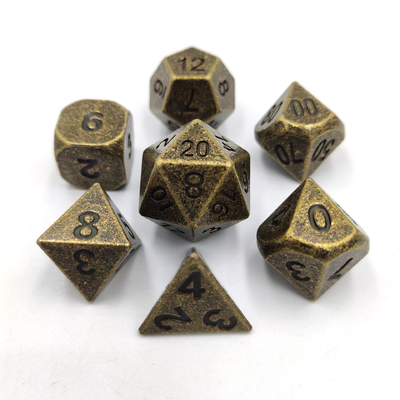 Champaña Oro Color Metal Políedro juego de dados de escritorio juego de dados