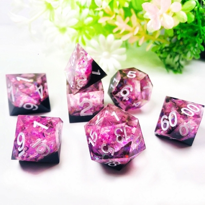 El corazón del océano color brillante resina natural juego de escritorio juego de dados