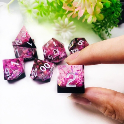 El corazón del océano color brillante resina natural juego de escritorio juego de dados