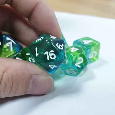 El juego de dados de la menta verde cristal resina natural multifacético juego de mesa Dragon and Dungeon