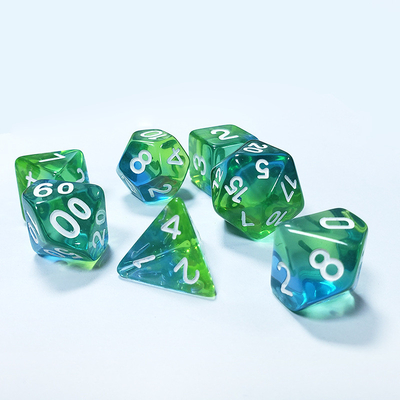 El juego de dados de la menta verde cristal resina natural multifacético juego de mesa Dragon and Dungeon