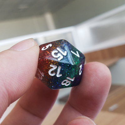 Shin Golden Powder Rainbow Resin Boarding Dice Set Dragón y mazmorra