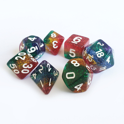 Shin Golden Powder Rainbow Resin Boarding Dice Set Dragón y mazmorra