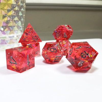 Resina rojo fantasma y papel de oro Resina juego de dados de tablero Dragón y mazmorra