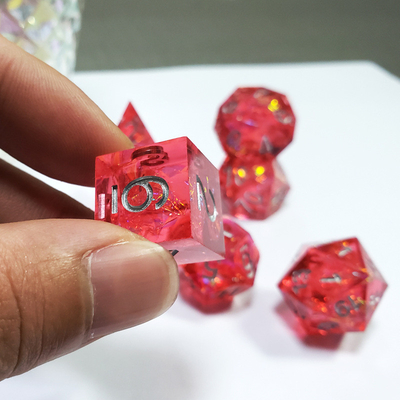 Resina rojo fantasma y papel de oro Resina juego de dados de tablero Dragón y mazmorra