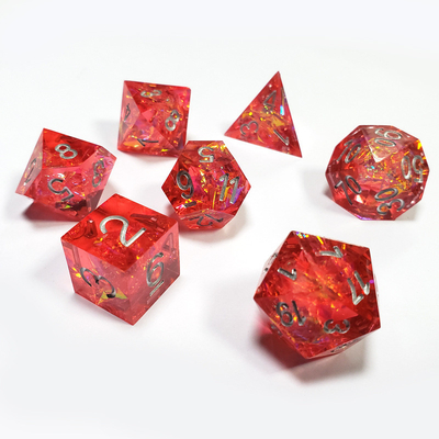 Resina rojo fantasma y papel de oro Resina juego de dados de tablero Dragón y mazmorra