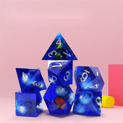 Blue Crystal Skull Resin Boarding Dice Set Dragón y mazmorra