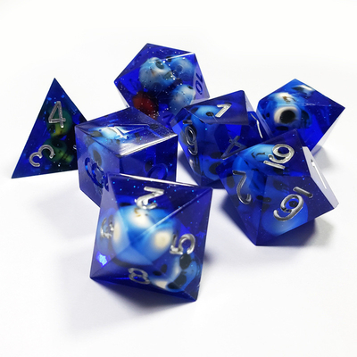 Blue Crystal Skull Resin Boarding Dice Set Dragón y mazmorra