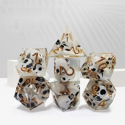 Color transparente Resina de la Calavera de Cristal juego de dados Dragón y mazmorra