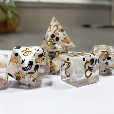 Color transparente Resina de la Calavera de Cristal juego de dados Dragón y mazmorra