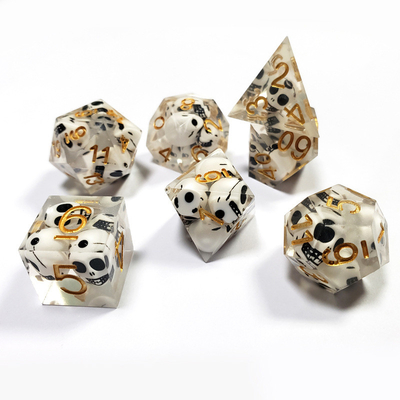 Color transparente Resina de la Calavera de Cristal juego de dados Dragón y mazmorra