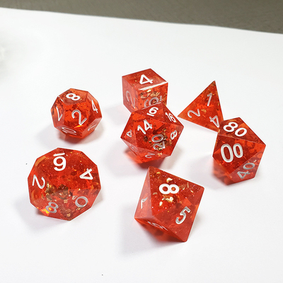 Pixel Granada Rojo Resina de Cristal de Tablero Dado Conjunto dnd Dado