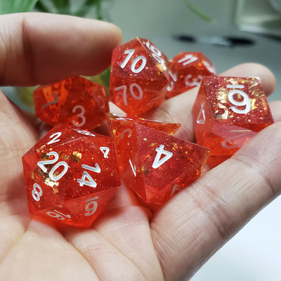 Pixel Granada Rojo Resina de Cristal de Tablero Dado Conjunto dnd Dado