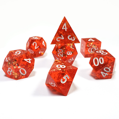 Pixel Granada Rojo Resina de Cristal de Tablero Dado Conjunto dnd Dado