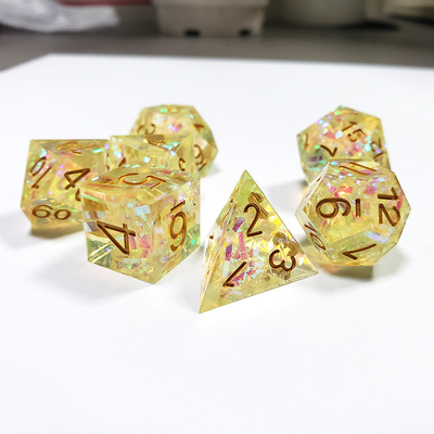 Bandas de color amarillo de cristal de resina de juego de dados