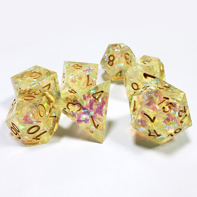 Bandas de color amarillo de cristal de resina de juego de dados
