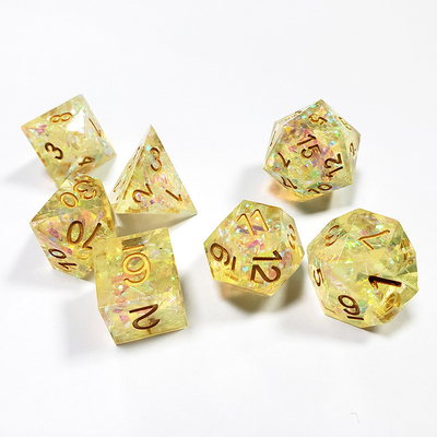 Bandas de color amarillo de cristal de resina de juego de dados