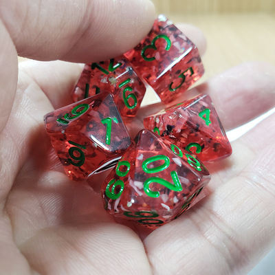 Manzana roja Sequins Resina de tablero de dados Conjunto de dados