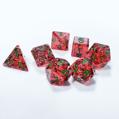 Manzana roja Sequins Resina de tablero de dados Conjunto de dados