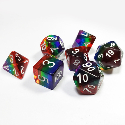El juego de dados de la resina de cristal del arco iris
