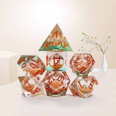 Resina de arena que fluye de naranja juego de dados Multi Noodle juego de dados de tableta