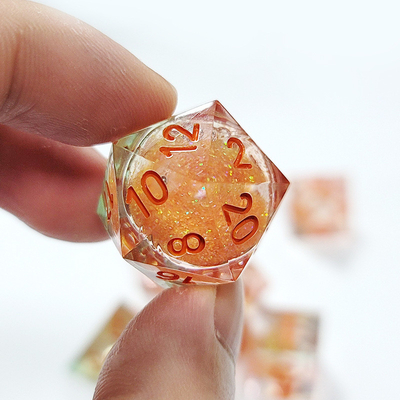 Resina de arena que fluye de naranja juego de dados Multi Noodle juego de dados de tableta