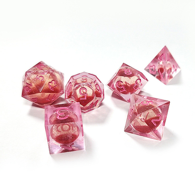 Arenas Rojas Fluidas Resina de Cristal Rojo Dados Polidrales Para Actividades Afortunadas