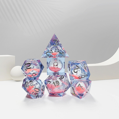 Arenas de flujo rosas azules de cristal de resina dado de múltiples lados hechos a mano