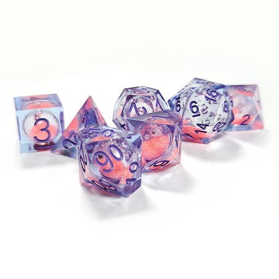 Pink Liquid Flowing Sand Resin Polyhedral Dice Multi - Noodle Tablet juego de dados conjunto