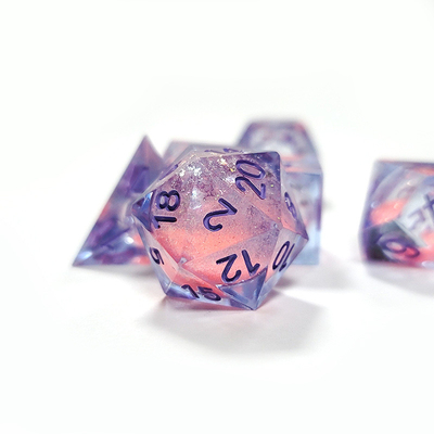 Pink Liquid Flowing Sand Resin Polyhedral Dice Multi - Noodle Tablet juego de dados conjunto