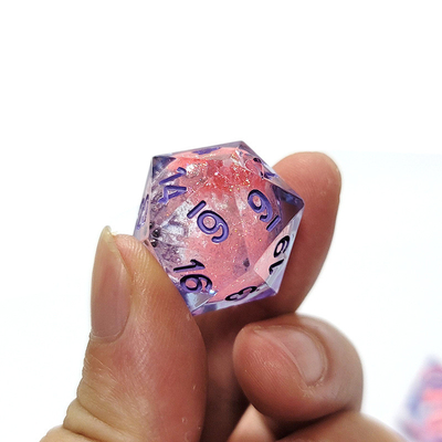 Pink Liquid Flowing Sand Resin Polyhedral Dice Multi - Noodle Tablet juego de dados conjunto