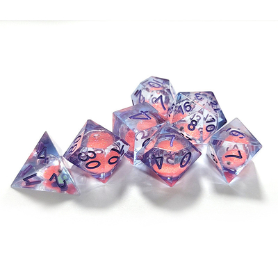 Pink Liquid Flowing Sand Resin Polyhedral Dice Multi - Noodle Tablet juego de dados conjunto