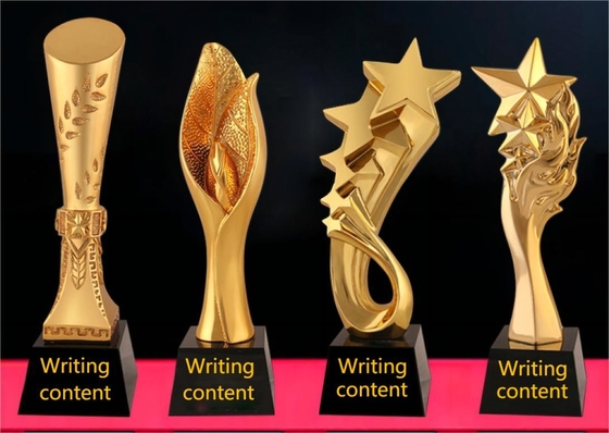 Estilo de medalla Trofeos de resina personalizados Revestidos de oro o plata