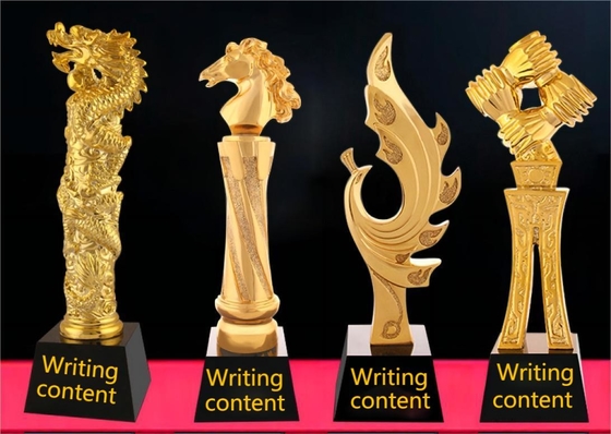 Estilo de medalla Trofeos de resina personalizados Revestidos de oro o plata